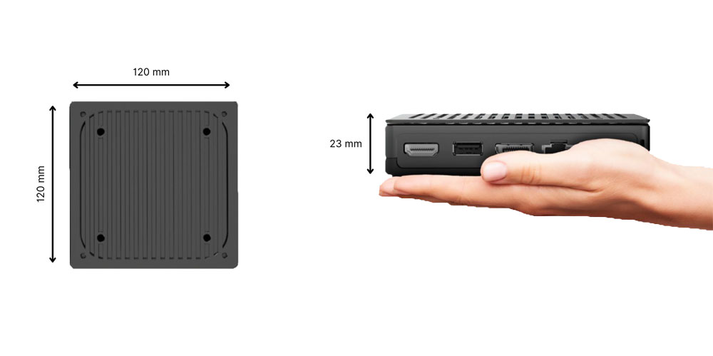 BOXTEC Core 2 Industrial embedded PC dimensions.