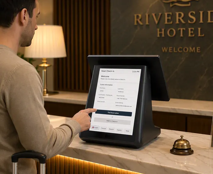 Core 7 POS in use for hotel check-in application
